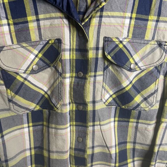 EDDIE BAUER Women's Long Sleeve Snap Front Plaid Flannel Shirt Size Large - Picture 2 of 8